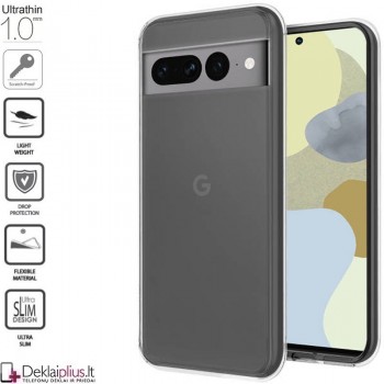 Silikoninis plonas dėklas 1.0 mm storio - permatomas (telefonui Google Pixel 7 Pro)